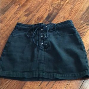 PacSun black denim tie mini skirt